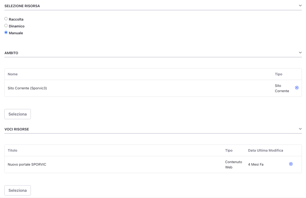 Selezione novità o evento