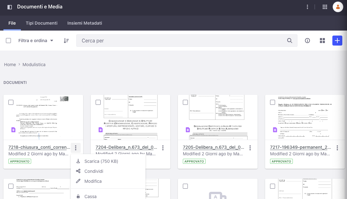 Azioni sul documento