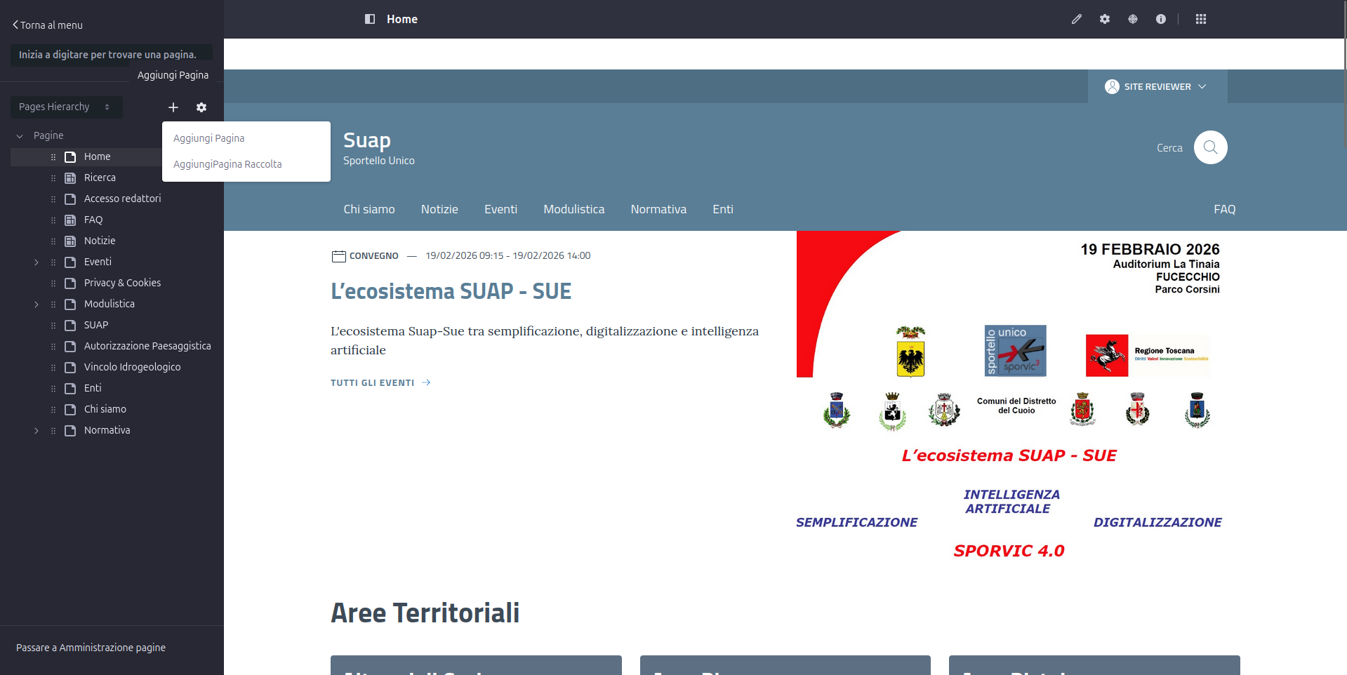 Creazione pagina di primo livello