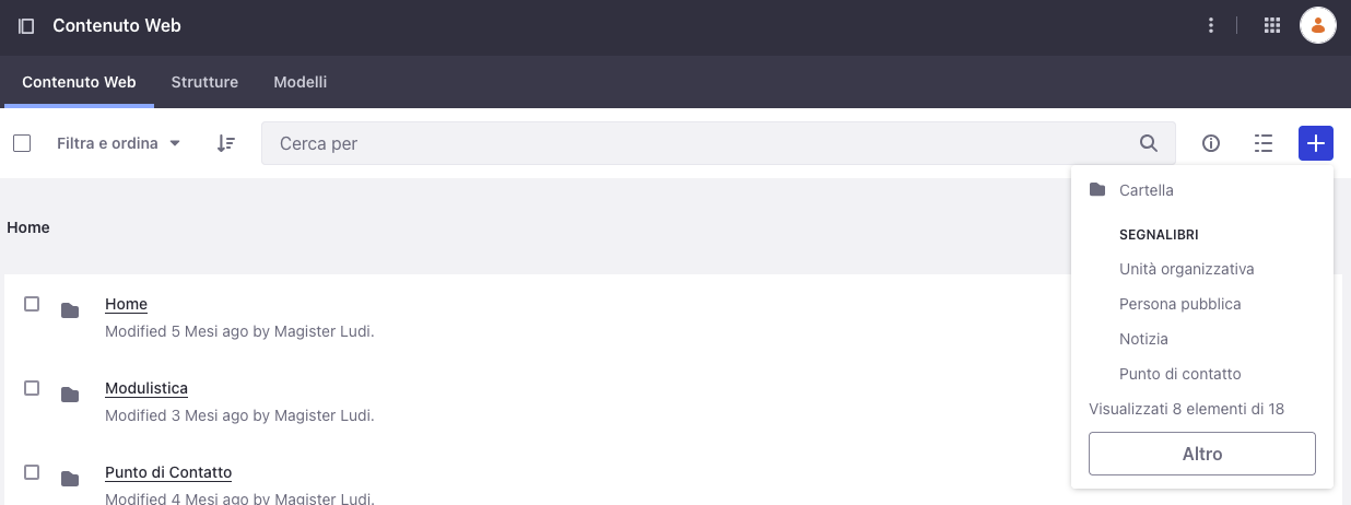 Creazione contenuto web