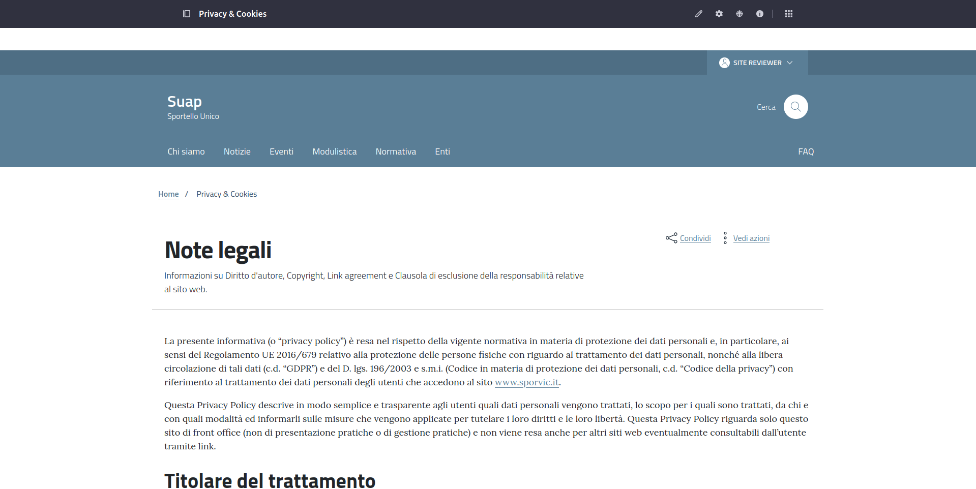 Modifica pagina - contenuto