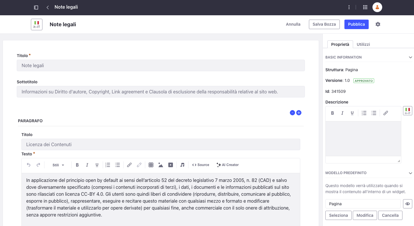 Modifica pagina - edit