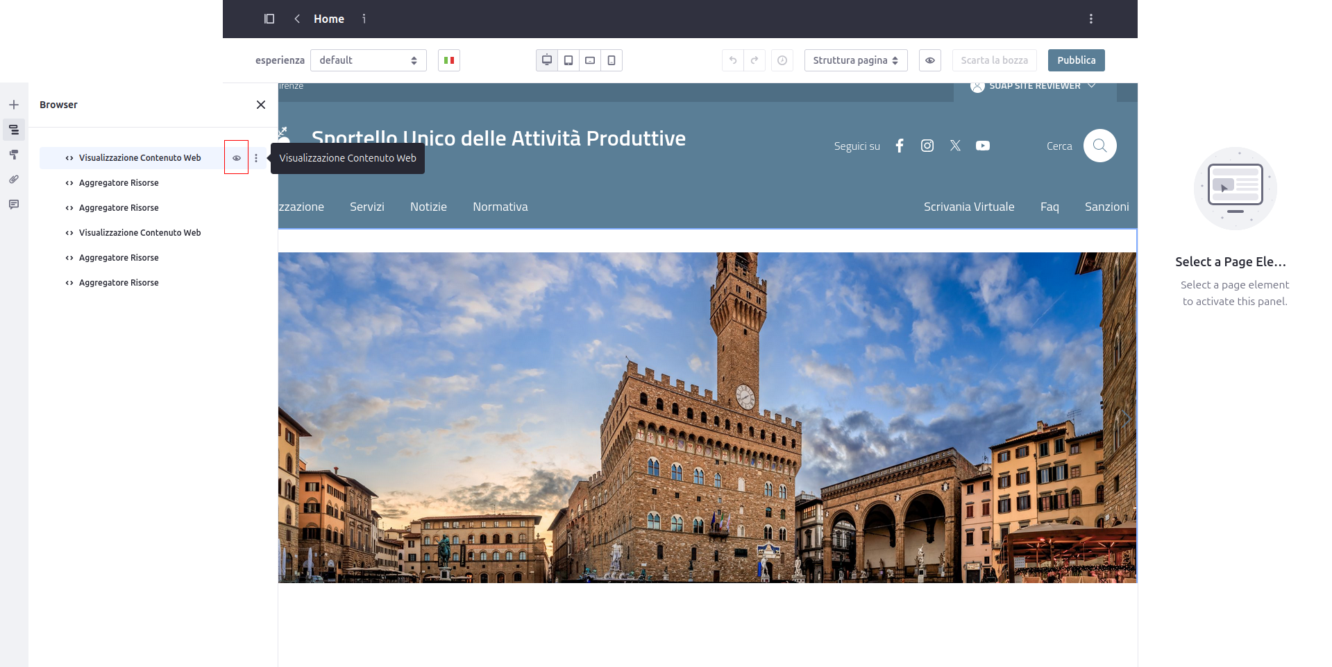 Nascondere/mostrare slider home page